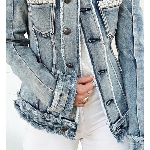 Fringe and Pearl Denim Jacket - Picture 10 of 10